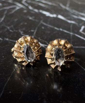 Antyczne złote kolczyki z diamentami starego szlifu XXw Francja - Sklep internetowy z antykami online Empire Antyki