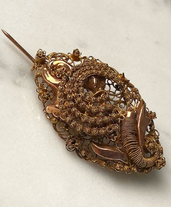 Antyczna francuska złota broszka XIXw 14K 585 #antyki #empireantyki #biżuteria