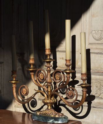 Francuski świecznik z brązu lampka nocna na biurko warszawa kraków gdańsk meble antyczne #antyki #antiques