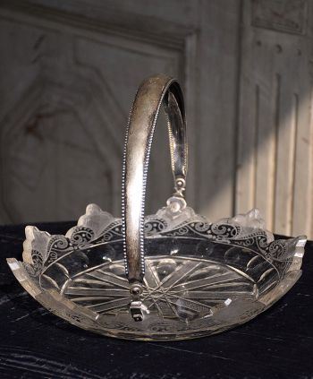 Atyczna srebrna patera kryształowa talerz z uchwytem Empire Antyki sklep online z antykami #antyki #antiques
